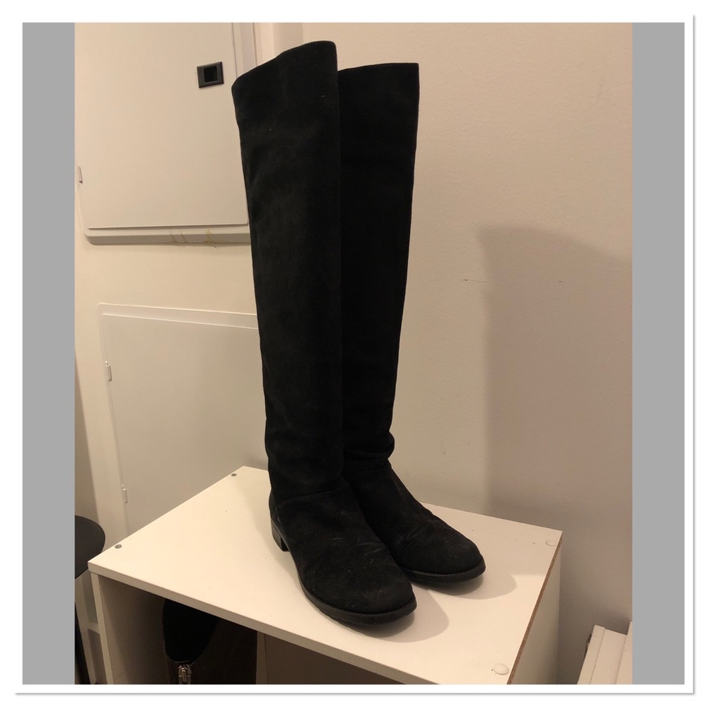 Stuart weitzman black suede OTK boots 8.5B